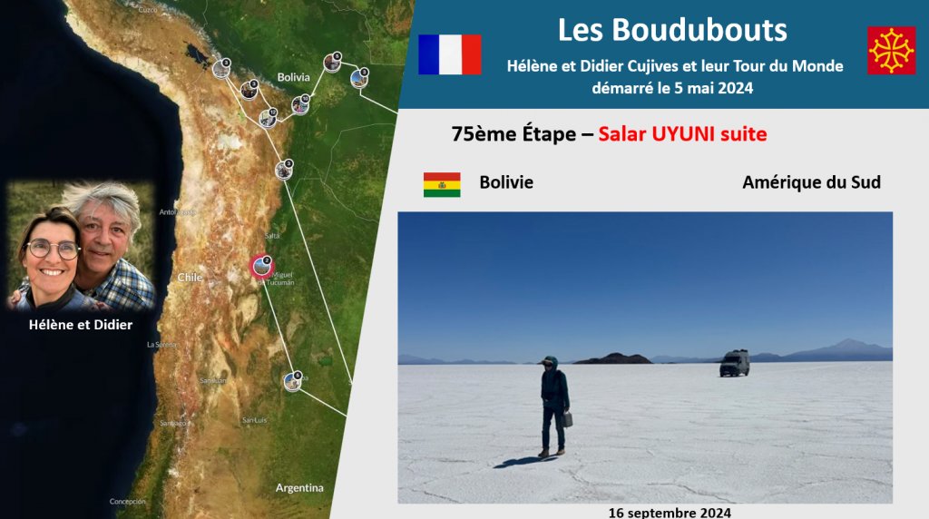 75ème Étape des Boudubouts en BOLIVIE - l’île aux pêcheurs dans le Salar Uyuni 