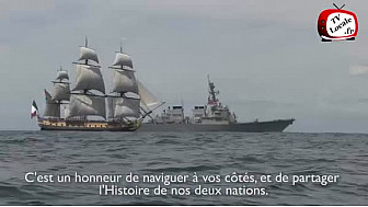 L'Hermione a traversé l'Atlantique et est arrivé à Yorktown le 5 juin 2015