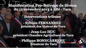 Barrage de Sivens  Manifestation des Pro-Barrage du 15 novembre 2014 à Albi : discours de Jean-Luc HUC Chambre d'Agriculture